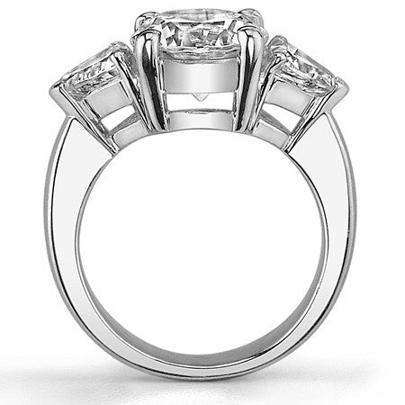 4.15ct (9mm/5mm) Round & Trillion Moissanite Three Stone Ring
