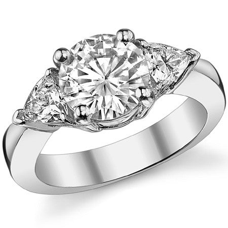 2.7ct (8mm/4.5mm) Round & Trillion Moissanite Three Stone Ring