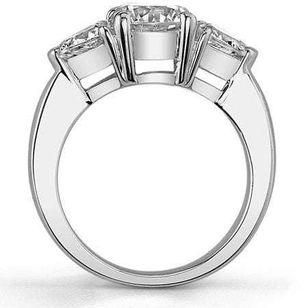 2.7ct (8mm/4.5mm) Round & Trillion Moissanite Three Stone Ring
