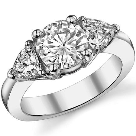 2.7ct (7.5mm/5mm) Round & Trillion Moissanite Three Stone Ring
