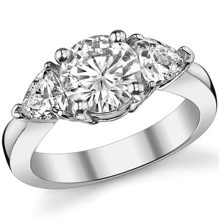 1.9ct (7mm/4.5mm) Round & Trillion Moissanite Three Stone Ring