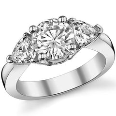 1.9ct (7mm/4.5mm) Round & Trillion Moissanite Three Stone Ring
