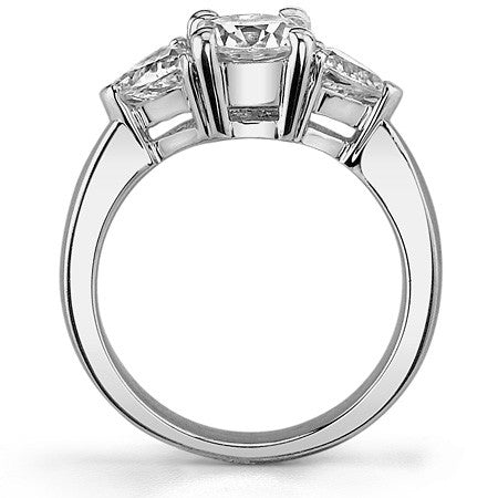 1.7ct (6.5mm/4.5mm) Round & Trillion Moissanite Three Stone Ring