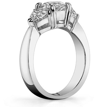 1.7ct (6.5mm/4.5mm) Round & Trillion Moissanite Three Stone Ring