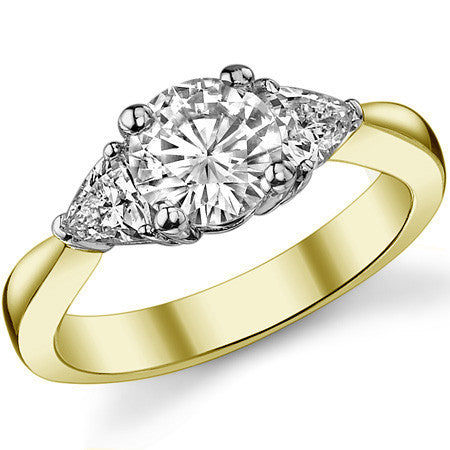 1.25ct (6mm/4mm) Round & Trillion Moissanite Three Stone Ring