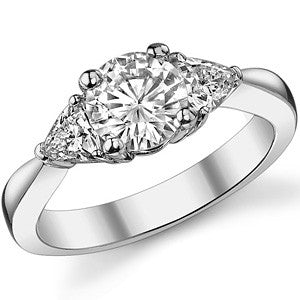 1.25ct (6mm/4mm) Round & Trillion Moissanite Three Stone Ring