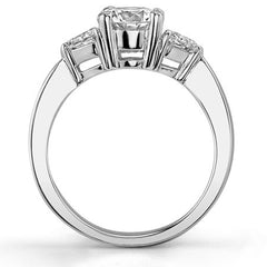 0.82ct (5mm/3.5mm) Round & Trillion Moissanite Three Stone Ring