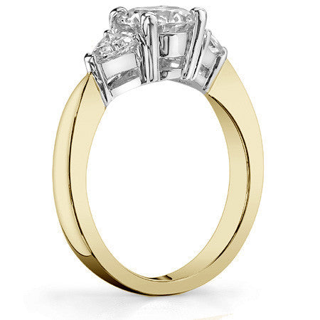 0.82ct (5mm/3.5mm) Round & Trillion Moissanite Three Stone Ring