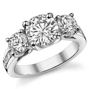 3.3ct (8mm/5mm) Round Brilliant Moissanite Trellis Three-Stone Ring