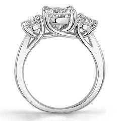 3.3ct (8mm/5mm) Round Brilliant Moissanite Trellis Three-Stone Ring