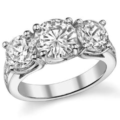 3.9ct (7.5mm/6.5mm) Round Brilliant Moissanite Trellis Three-Stone Ring