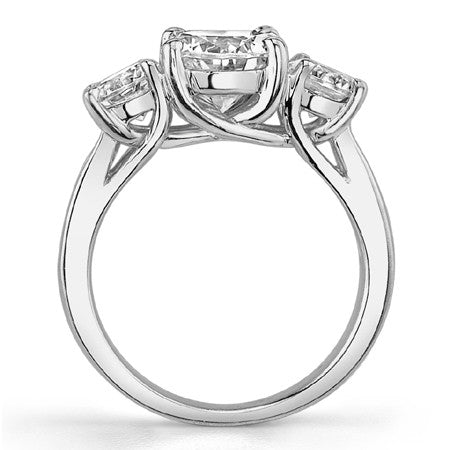 3.9ct (7.5mm/6.5mm) Round Brilliant Moissanite Trellis Three-Stone Ring