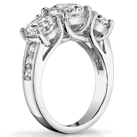 2.8ct (7.5mm/5mm) Round Brilliant Moissanite Trellis Three-Stone Ring