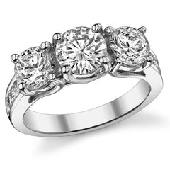 2.8ct (6.5mm/6mm) Round Brilliant Moissanite Trellis Three-Stone Ring