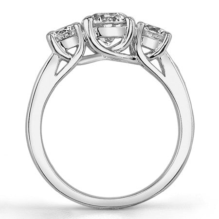 1.8ct (6.5mm/4mm) Round Brilliant Moissanite Trellis Three-Stone Ring