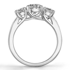 1.8ct (6.5mm/4mm) Round Brilliant Moissanite Trellis Three-Stone Ring