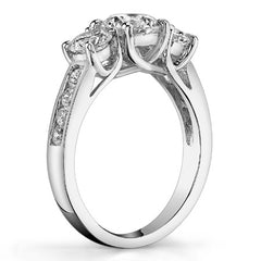 1.8ct (6.5mm/4mm) Round Brilliant Moissanite Trellis Three-Stone Ring