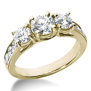 2.0ct (6mm/5mm) Round Brilliant Moissanite Trellis Three-Stone Ring