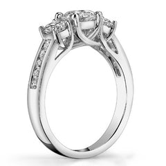 1.45ct (6mm/4mm) Round Brilliant Moissanite Trellis Three-Stone Ring