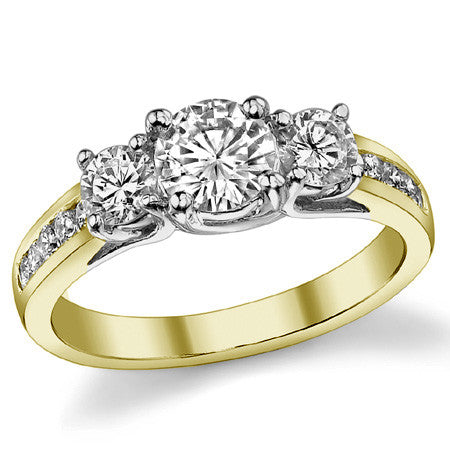 1.45ct (6mm/4mm) Round Brilliant Moissanite Trellis Three-Stone Ring