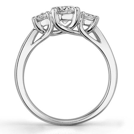 1.15ct (5mm/4mm) Round Brilliant Moissanite Trellis Three Stone Ring