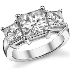 5.3ct (8mm/5.5mm) Princess cut Moissanite Three Stone Ring