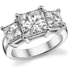 5.3ct (8mm/5.5mm) Princess cut Moissanite Three Stone Ring