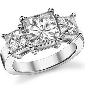 4.8ct (8mm/5mm) Princess cut Moissanite Three Stone Ring