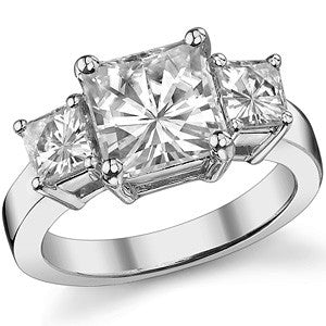4.4ct (8mm/4.5mm) Princess cut Moissanite Three Stone Ring