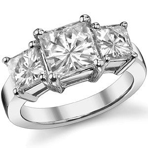 4.7ct (7.5mm/5.5mm) Princess cut Moissanite Three Stone Ring