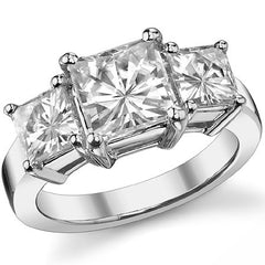 4.7ct (7.5mm/5.5mm) Princess cut Moissanite Three Stone Ring