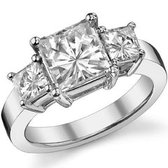 3.8ct (7.5mm/4.5mm) Princess cut Moissanite Three Stone Ring