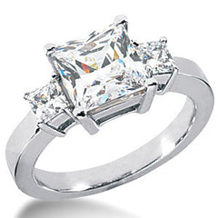 3.2ct (7.5mm/3.5mm) Princess Moissanite Three Stone Ring
