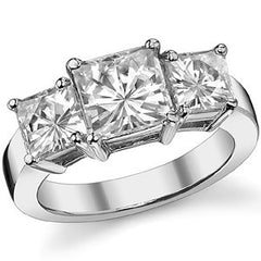 4.26ct (7mm/5.5mm) Princess cut Moissanite Three Stone Ring