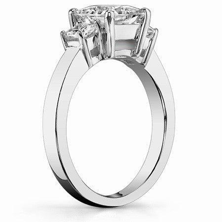 2.7ct (7mm/3.5mm) Princess cut Moissanite Three Stone Ring
