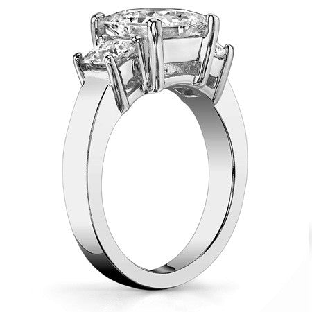 3.36ct (6.5mm/5mm) Princess Moissanite Three Stone Ring