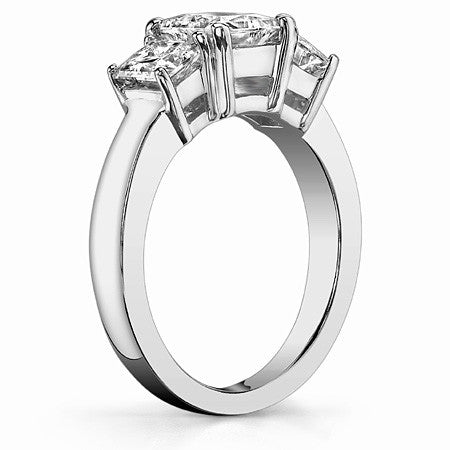 2.6ct (6.5mm/4mm) Princess cut Moissanite Three Stone Ring