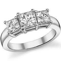 2.2ct (5.5mm/4.5mm) Princess cut Moissanite Three Stone Ring