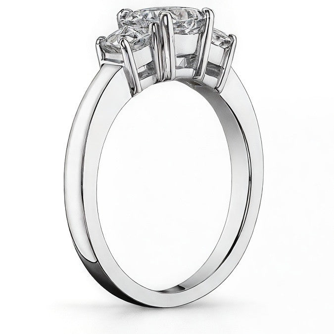 1.2ct (5mm/3mm) Princess cut Moissanite Three Stone Ring