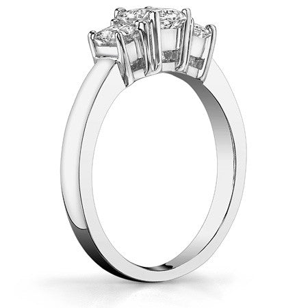 1.15ct (4.5mm/3.5mm) Princess cut Moissanite Three Stone Ring