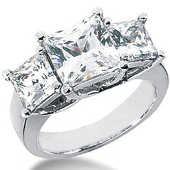 5.9ct (8mm/6mm) Princess Moissanite Three Stone Ring