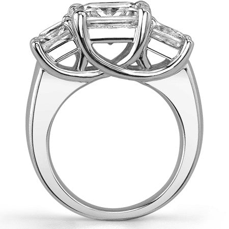 5.3ct (8mm/5.5mm) Princess cut Moissanite Three Stone Ring