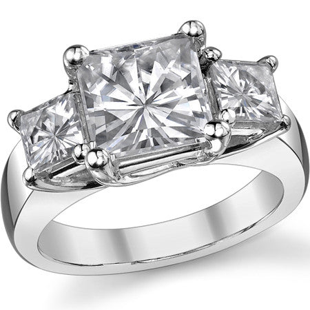 4.4ct (8mm/4.5mm) Princess cut Moissanite Three Stone Ring