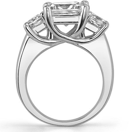4.4ct (8mm/4.5mm) Princess cut Moissanite Three Stone Ring