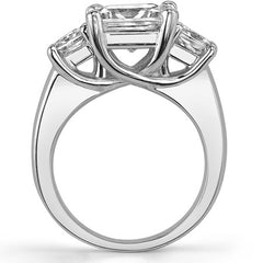 4.4ct (8mm/4.5mm) Princess cut Moissanite Three Stone Ring