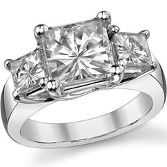 4.4ct (8mm/4.5mm) Princess cut Moissanite Three Stone Ring