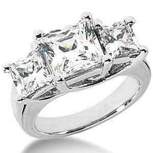 4.7ct (7.5mm/5.5mm) Princess Moissanite Three Stone Ring