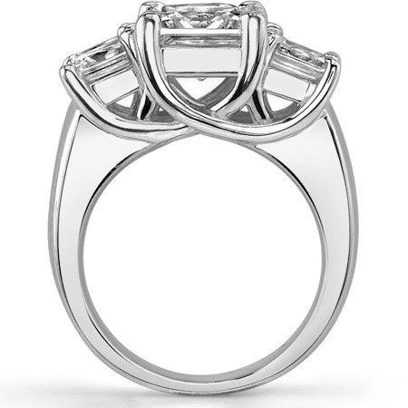 4.25ct (7.5mm/5mm) Princess cut Moissanite Three Stone Ring