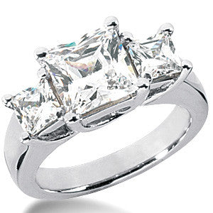3.8ct (7.5mm/4.5mm) Princess Moissanite Three Stone Ring