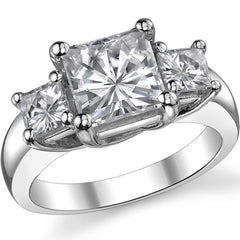 3.5ct (7.5mm/4mm) Princess cut Moissanite Three Stone Ring